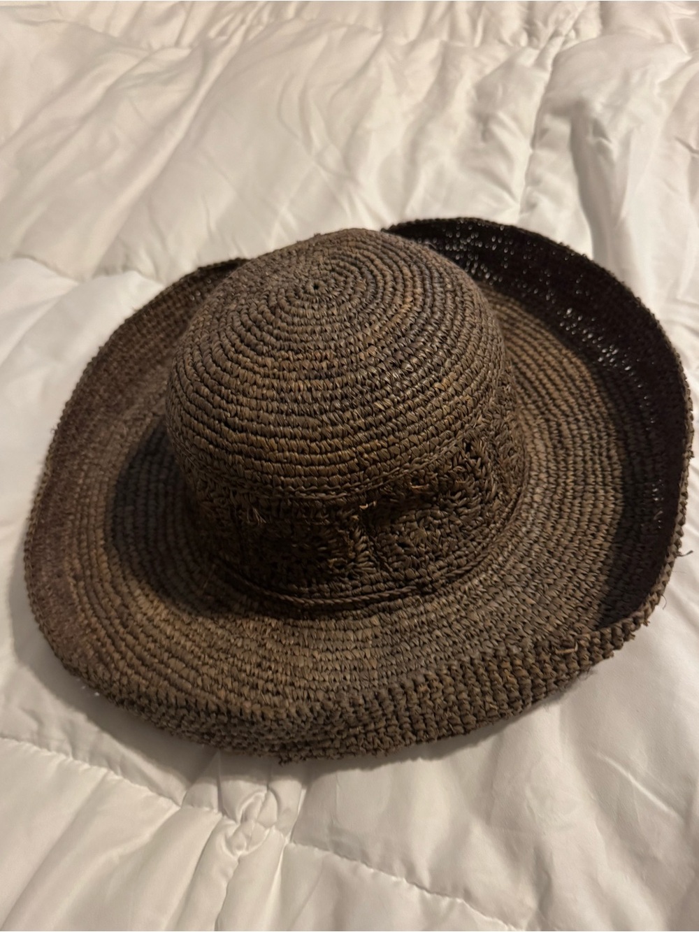 Vintage Raffia Woven Straw Sun Hat in Brown